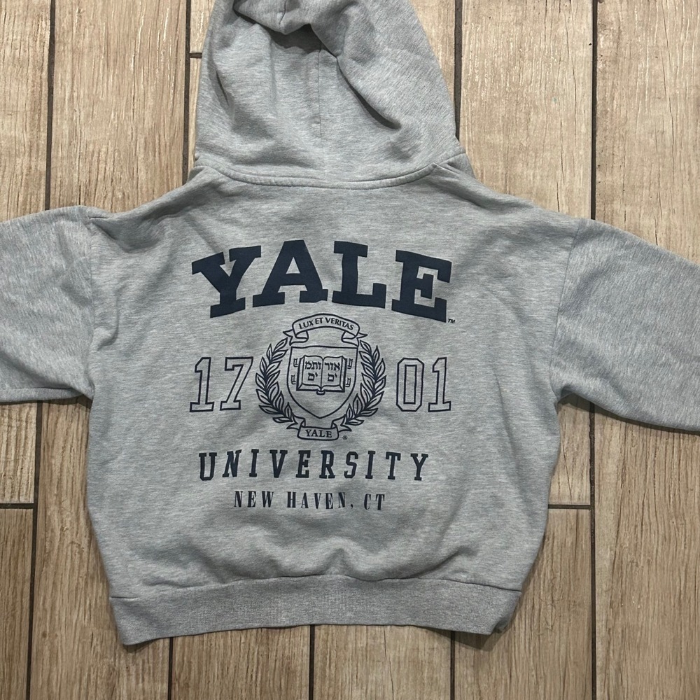 Yale University gray cropped zip up hoodie size large - Picture 5 of 8